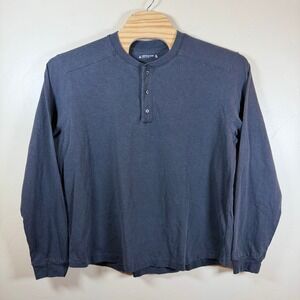 American Giant Men's Broken In Slub Henley Shirt XL Washed Black Gray L/S NWOT